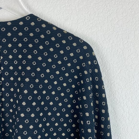VINTAGE Gold Polka Dot Knit Crop Sweater Jacket SP - Picture 10 of 14
